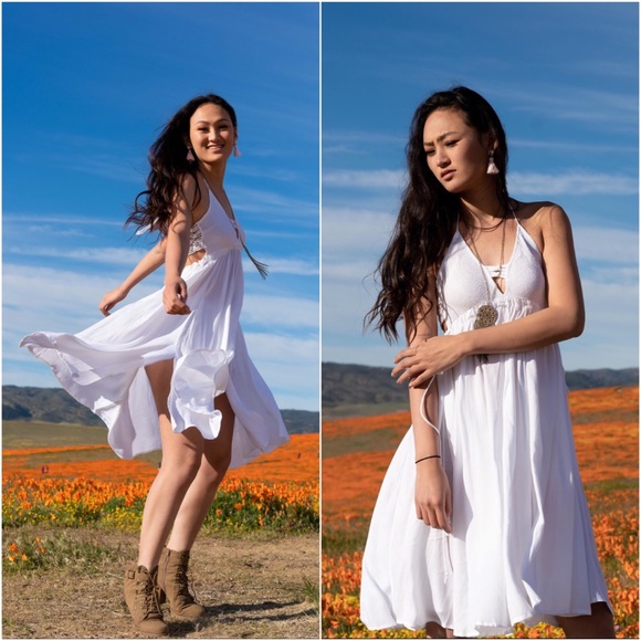Boho Me White Macrame Halter Dress - Picture 4 of 5